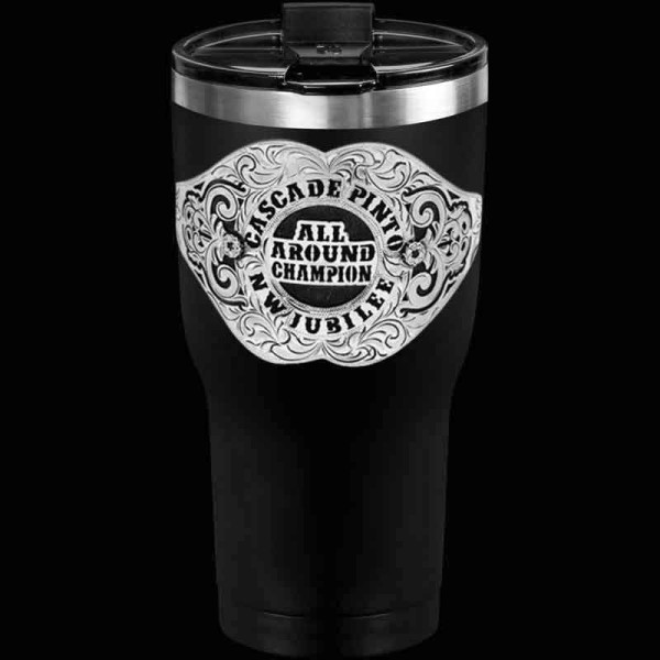 Looking for a unique gift? Our Toggenburg Custom Tumbler is the perfect choice for western aficionados. Customize it with your own lettering, stone color and cup color.